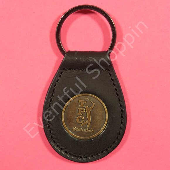 TPC Scottsdale Golf Leather Key Fob Ring Keychain Brown - Picture 1 of 2